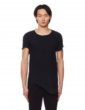 Черная футболка с асимметричным низом Leon Emanuel Blanck