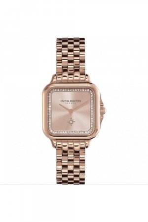 Модные аналоговые кварцевые часы Grosvenor из нержавеющей стали — 24000085 , розовый Olivia Burton