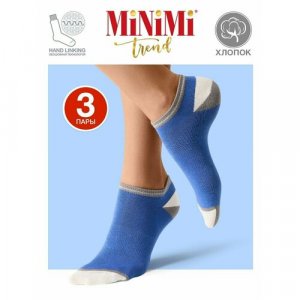 Носки , 3 пары, размер 35-38, голубой MiNiMi. Цвет: голубой