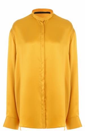 Шелковая блуза свободного кроя с воротником-стойкой Haider Ackermann. Цвет: желтый