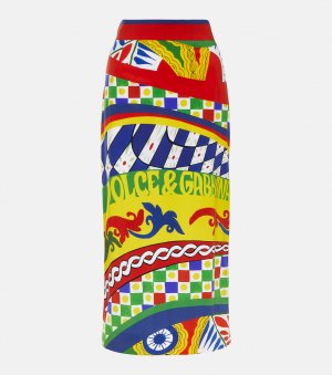 Юбка миди из технического джерси с принтом DOLCE&GABBANA, разноцветный Dolce&Gabbana