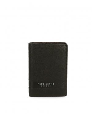Мужской вертикальный кожаный кошелек Basingstoke с черным портмоне для монет , черный Pepe Jeans