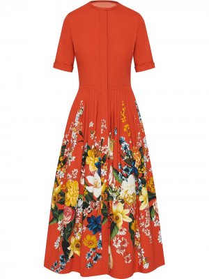 Коктейльное платье с короткими рукавами Oscar de la Renta. Цвет: оранжевый