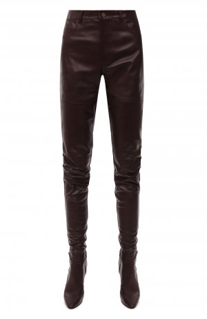 Кожаные брюки Saint Laurent. Цвет: бордовый