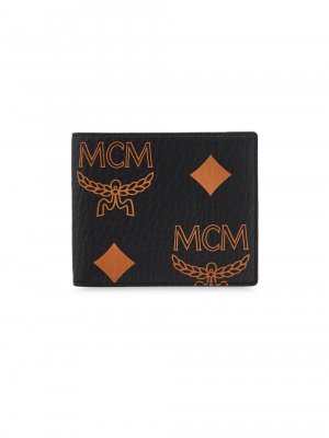 Маленький бумажник Aren Maxi с монограммой в два сложения , черный MCM