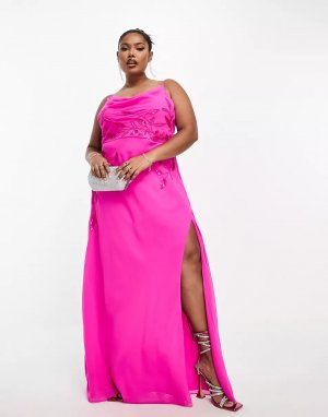 Платье Plus cowl neck embellished, ярко-розовый Hope & Ivy