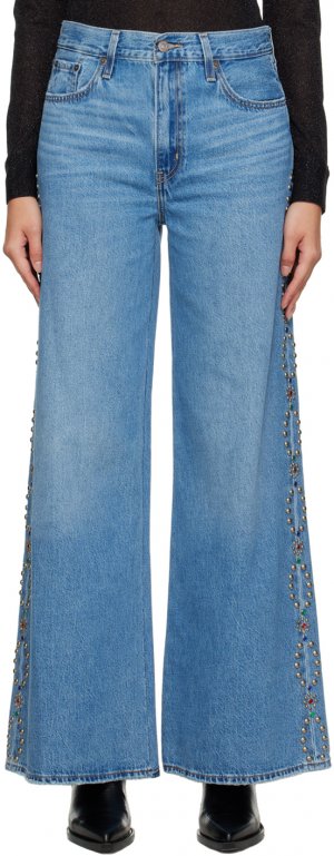 Синие джинсы с заклепками Anna Sui