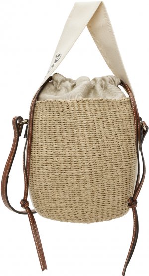 Маленькая сумка-корзина Woody бежевого и кремового цвета Chloe Chloé