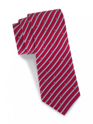 Шелковый галстук в полоску с малярным валиком , цвет bordeaux Ferragamo