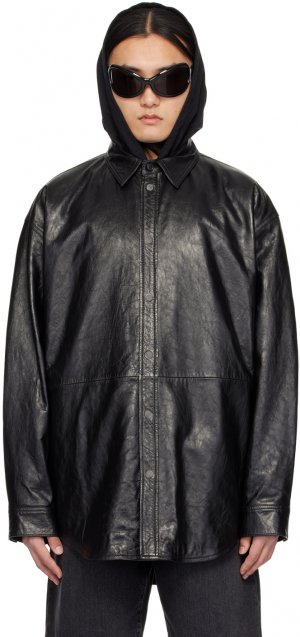 Черная кожаная куртка с тиснением Acne Studios