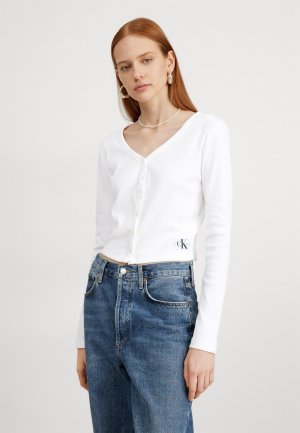 Кардиган LABEL CARDIGAN , ярко-белый Calvin Klein Jeans. Цвет: белый