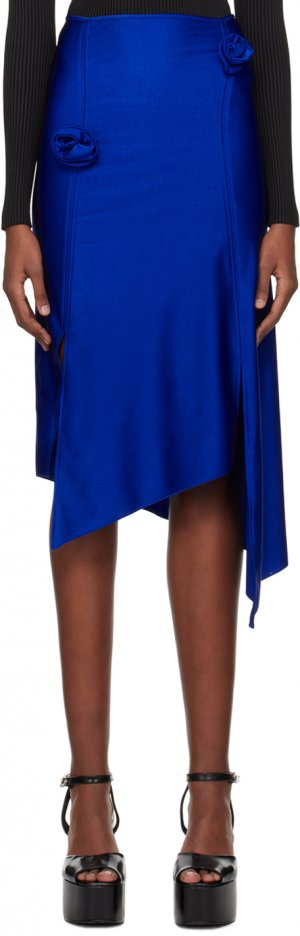 Синяя юбка-миди с цветочным принтом Coperni