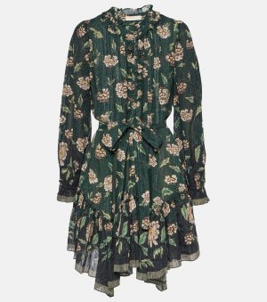 Мини-платье anais из смесового хлопка с цветочным принтом , черный Ulla Johnson