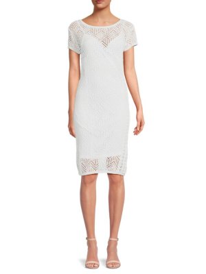 Платье-футляр длиной до колена крючком , белый Donna Karan New York
