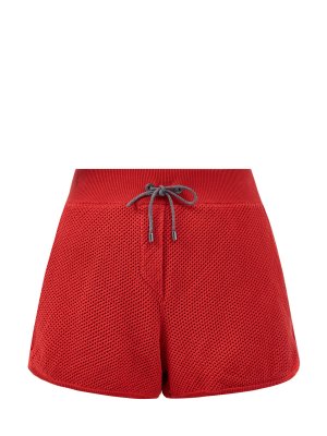 Шорты из хлопкового трикотажа с сетчатой отделкой и карманами BRUNELLO CUCINELLI. Цвет: красный