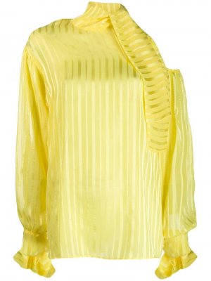 Блузка на одно плечо в полоску Marc Ellis. Цвет: желтый