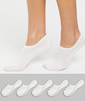 Набор из 5 пар белых коротких носков материала с добавлением органического хлопка -Белый Monki