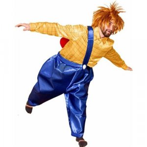 Взрослый карнавальный костюм Карлсона Pug-31 пуговка. Цвет: синий/желтый
