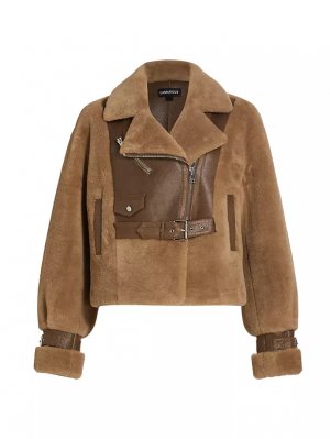 Байкерская куртка из искусственного меха Elody Lamarque, цвет mocha brown LAMARQUE