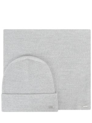 Комплект шапка и шарф BOSS. Цвет: серый