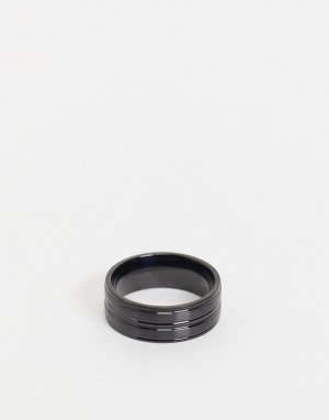 Черное кольцо из нержавеющей стали -Черный цвет Icon Brand