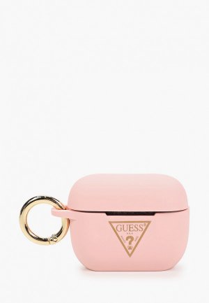 Чехол для наушников Guess Airpods Pro, Silicone case Triangle logo with ring Pink. Цвет: розовый
