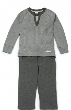 Хлопковая пижама в мелкую полоску Grigioperla. Цвет: серый