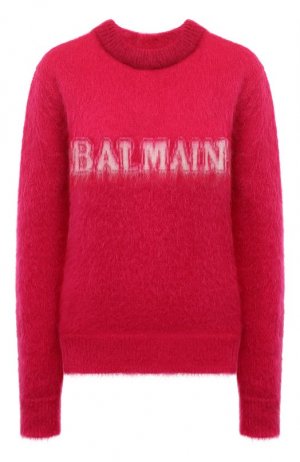 Шерстяной пуловер Balmain. Цвет: розовый