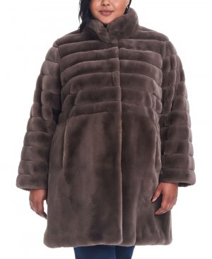Женское пальто больших размеров из искусственного меха, коричневый JONES NEW YORK
