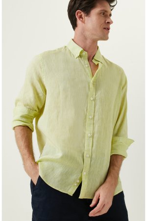Зеленая льняная рубашка с длинным рукавом , зеленый Network