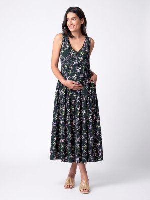 Платье для беременных и кормящих мам Milly с цветочным принтом , хаки Seraphine