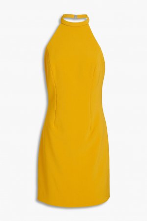 Платье мини Vic из крепа с вырезом халтер HALSTON, бархатцы Halston