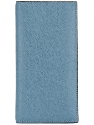 Длинный фактурный бумажник Valextra. Цвет: синий