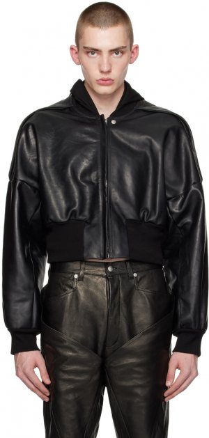 Черная кожаная куртка для полетов , цвет Black Rick Owens