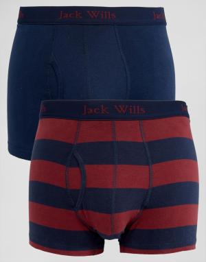Комплект из 2 боксеров-брифов красного и темно-синего цветов Jack Will Wills. Цвет: мульти