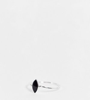Кольцо из стерлингового серебра с искусственным ониксом -Серебристый Kingsley Ryan Curve