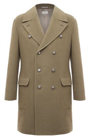 Шерстяное пальто Brunello Cucinelli. Цвет: зелёный