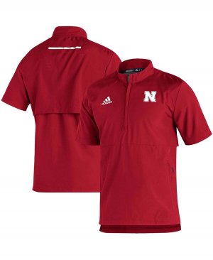 Мужская куртка Scarlet Nebraska Huskers 2021 Sideline AEROREADY с коротким рукавом и молнией четверть Adidas