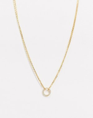 Ожерелье с круглым паве -Золотой Shashi