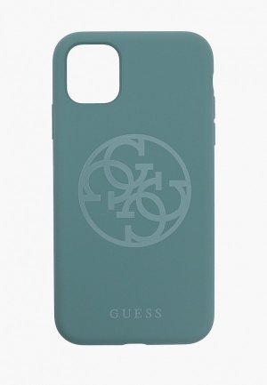 Чехол для iPhone Guess 11, Silicone collection 4G logo Green. Цвет: бирюзовый