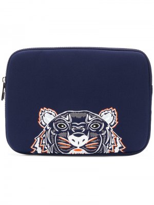 Чехол для ноутбука с вышивкой тигра Kenzo. Цвет: синий