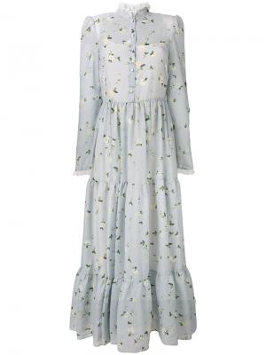 Длинное платье с цветочным принтом Philosophy Di Lorenzo Serafini. Цвет: синий