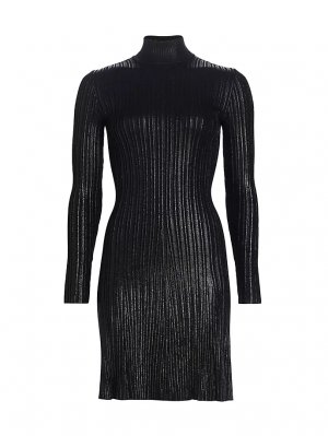 Мини-платье с водолазкой в рубчик , черный Alberta Ferretti