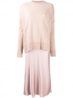 Платье-джемпер Darla с контрастным подолом AllSaints. Цвет: розовый