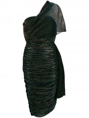 Плиссированное платье с эффектом металлик Marco De Vincenzo. Цвет: синий