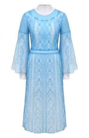 Комбинированное платье Fendi. Цвет: голубой