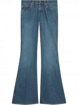 Расклешенные джинсы из органического хлопка Gucci. Цвет: синий