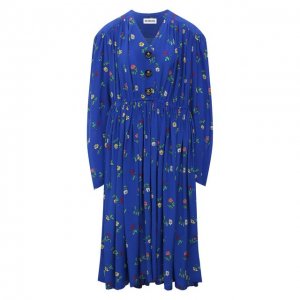 Шелковое платье Balenciaga. Цвет: синий