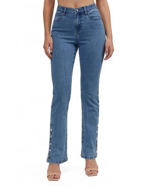 Женские расклешенные джинсы с боковой застежкой , синий Bebe