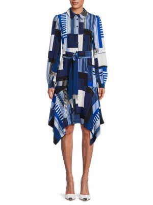 Платье-рубашка миди с геометрическим логотипом , цвет Lapis Blue Karl Lagerfeld Paris